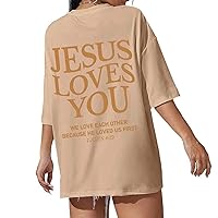 Jesus Loves You Shirts Christian Jesus Shirt Women Oversized Bible Verse Faith T-Shirt