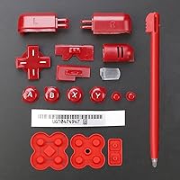 Replacement ABXY L R D Pad Cross Button Full Button Set & Sticker & Conductive Button Pad & Stylus Touch Pen for DS Lite NDSL Console Red