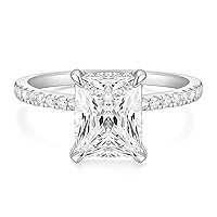 TIGRADE 4CT Engagement Ring for Women Radiant Cut Cubic Zirconia Wedding Band CZ Promise Anniversary Ring Size 3-13