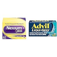 Nexium 24HR Acid Reducer Heartburn Relief Capsules 42 Count and Advil Liqui-Gels Pain Reliever 160 Liquid Filled Capsules