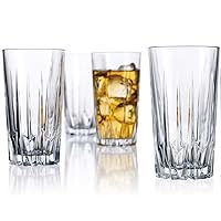 Glaver's Classic Drinking Glasses Set Of 4 Old Fashioned Highball Glass Cups 15 Oz Diamond Cut Elegant Glassware For Bar Glasses, Water, Beer, Juice, Cocktails