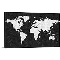 ARTCANVAS Printed White Black Marble World Map Canvas Art Print Stretched Framed Painting Picture Poster Giclee Wall Decor - 26