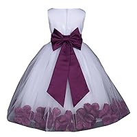 Pink Promise Ivory Wedding Flower Petals Girl Pageant Dress with Bow
