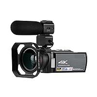 4K Video Camera IR Night Vision Camcorder Full HD AE8 Digital Vlog Cameras Digital Zoom Camera Recorder Professional for Vlog Recording (Color : Bundle A)