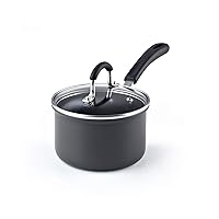 Cook N Home Professional Hard Anodized Nonstick Saucepan with Lid, 1.5 Quart, Black