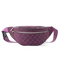 Waist Bag, Women's Waterproof Crossbody Waist Bag, Men's Fashion Waist Bag with Adjustable Shoulder Strap, Suitable for Exercise, Running, Travel, Hiking (Purple pocket)