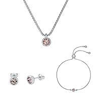 Ted Baker London Plain Crystal Bundle, Sinaa Crystal Earrings, Sininaa Crystal Necklace, Sarsa Crystal Bracelet (Silver Tone/Vintage Rose Crystal)