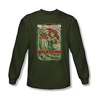 Batman - Mens Botanical Beauty Long Sleeve Shirt In Military Green