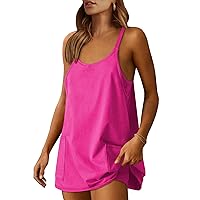 Prinbara Women 2024 Summer Mini Romper Dress Tennis Athletic Shorts Sundress Built in Shapewear Casual Workout Trendy Outfits