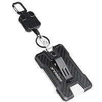 Retractable Badge Holder and Heavy Duty Retractable Keychain,Carbon Fiber Badge Holder with Clip (Holds 1 to 4 Cards) with 32’’ Retractable Badge Reel Key Chain.
