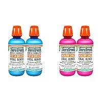 TheraBreath Fresh Breath Oral Rinse, ICY Mint, 16 Ounce Bottle (Pack of 2) and 24 Hour Healthy Smile Dentist Formulated Oral Rinse, 16 Ounce (Pack of 2)