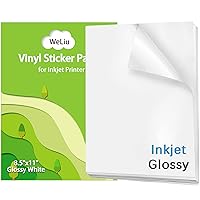 Printable Vinyl Sticker Paper for Inkjet Printer - Glossy White - 21 Waterproof Decal Paper Self-Adhesive Sheets 8.5