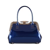 Glossy Evening bag for Women PU Patent Leather Fashion Satchel Elegant Top Handle Bag Kiss Lock Handbag and Purse