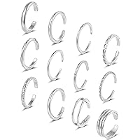 12Pcs 18K Gold Filled Toe Rings Minimalist Thin Wire Cubic Zirconia Summer Beach Toe Rings Open Adjustable Foot Jewelry for Women Silver Gold Tone