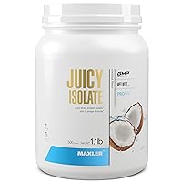 Maxler Juicy Isolate Protein Powder - Clear Whey Isolate - Low Lactose, Fat Free, Sugar Free Muscle Recovery Drink for Pre & Post Workout - 90% of Protein per Serving - Coconut 1.1 lb (20 Servings)