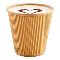 Restaurantware 8 Ounce Disposable Coffee Cups 25 Double Wall Hot Cups For Coffee - Lids Sold Separately Rippled Wall Kraft Paper Insulated Coffee Cups For Coffee Hot Chocolate Tea And More