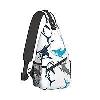 Sharks Print Crossbody Backpack Shoulder Bag Cross Chest Bag For Travel, Hiking Gym Tactical Use