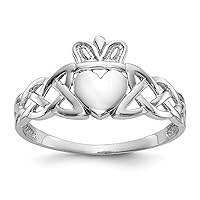 14k White Gold Polished Open back Mens Irish Claddagh Celtic Trinity Knot Ring Size 9.5 Jewelry for Men