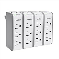 Belkin Wall Mount Surge Protector -3 AC Multi Outlets&2 USB Ports -Flat Rotating Plug Splitter - Wall Outlet Extender for Home,Office,Travel, Computer Desktop & Charging Brick (918 Joules) (Pack of 4)
