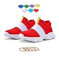 Shoes for Boys Girls Kids Children Red Sonic Sneakers with Yellow Stripe Sonic Birthday Party Gift