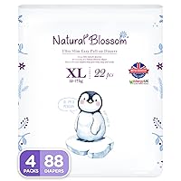 Easy Pull-up Diaper Pants | Size (5) 3T-4T (26-37 lbs) | 88 Count (22ea*4packs) | Vegan - Super Soft - Hypoallergenic - Ultra-Slim