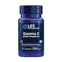 Life Extension Gamma E Mixed Tocopherols — Complete D-Alpha Vitamin E Supplement for Heart Health and Skin Care - Gluten-Free, Non-GMO - 60 Softgels