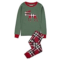 Little Blue House By Hatley Girls' Long Sleeve Appliqué Pajama Sets, Holiday Mouse On Plaid, 2 Years