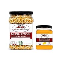 Cheddar Cheese Powder and Mushroom Popcorn Bundle by Hoosier Hill Farm- Cheddar Cheese Powder (1LB) & Mushroom Popcorn (4LB)