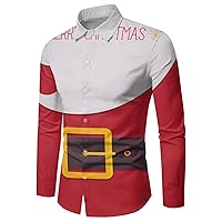 Christmas Shirts for Men Long Sleeve Ugly Santa Claus Button Down Shirts Hawaiian Shirt Funny Costume Shirts for Party(Wine#04,L)