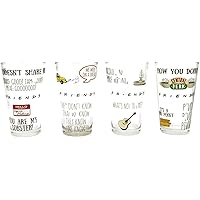 Silver Buffalo Friends Quotes and Doodles 4 Pack Pint Glass Set, 16 Ounces
