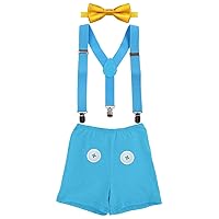 IBTOM CASTLE Baby Boy's Cake Smash 1st/2nd/3rd Birthday Bowtie Outfits Y Back Clip Adjustable Suspenders Bloomers Clothes Set
