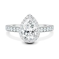 3.50 CT Pear Colorless Moissanite Engagement Ring for Women/Her, Wedding Bridal Ring Sets Eternity Sterling Silver Solid Gold Diamond Solitaire 4-Prong Set