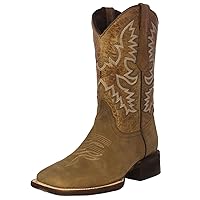 Texas Legacy Mens Sand Western Cowboy Boots Leather Saddle Square Toe Botas