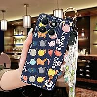 Lulumi-Phone Case for Honor X8b 4G, Cartoon Shockproof Durable Kickstand Soft case Phone Holder Back Cover Lanyard Waterproof Ring Wristband Silicone Dirt-Resistant Wrist Strap