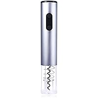 Corkscrew Dry Battery Electric Wine Openers with Light Automatic Bottle Opener Corkscrew with Foil Cutter and Vacuum Stopper Kitchen Tools (Color : Silver)-Silver