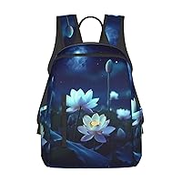 Laptop Backpack 14.7 Inch with Compartment Night Lotus Flowers Laptop Bag Lightweight Casual Daypack for Travel