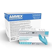 Ammex Blue Nitrile Disposable Exam-Grade Gloves, 3 Mil, Latex & Powder Free, Food-Safe, Lightly-Textured, Non-Sterile