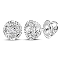 The Diamond Deal Sterling Silver Womens Round Diamond Heart Earrings 1/10 Cttw