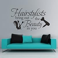 Vinyl Wall Lettering Quotes Hairstylists Bring Out Beauty Salon Hairdresser Shop D¨¦cor (Black, X-Large)