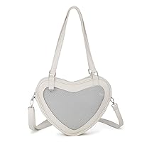 Women Heart Shaped Clear Shoulder Bags Transparent Cute Tote Purse Pin Display Bag