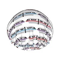 Monorail Train Print Stylish Reusable Shower Cap With Lining And Elastic Band for all Hair Lengths