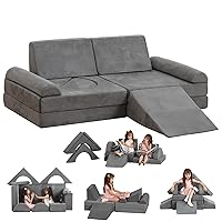 Play Couch Sofa for Kids Sectional Sofa 12PCS Creative Kids Playroom Imaginative Furniture for Girls and Boys Bedroom (Grey)