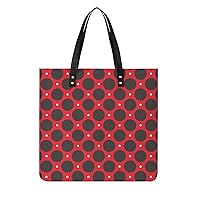 Polka Dot Ladybug Pattern PU Leather Tote Bag Top Handle Satchel Handbags Shoulder Bags for Women Men