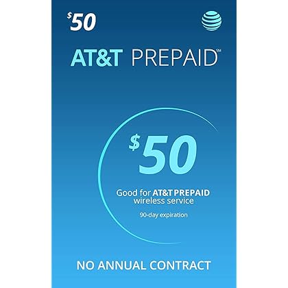 AT&T Prepaid $50.00 Prepaid Refill Card (Mail delivery)