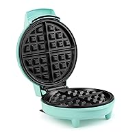 Holstein Housewares 7” Waffle Maker with Non-Stick Coating, Mint/Stainless Steel - Delicious Waffles in Minutes for Everyday Meals