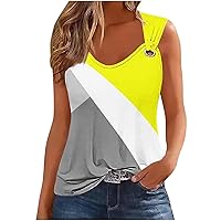 Tank Top for Women Summer Casual Sleeveless Notched Neck Blouse Cute Novelty Graphic Shirts