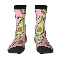 Mens Crew Socks Avocado-Pink-Girl-Like Patterned Funny Novelty Cotton Crew Socks