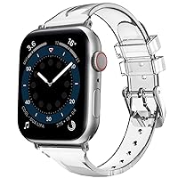 Clear Strap Compatible with Apple Watch 42mm 38mm 40mm 41mm 44mm 45mm, Jelly Glitter Sports Strap Replacement for iWatch Series 7/6/5/4/3/2/1/SE Wristband for Women Men