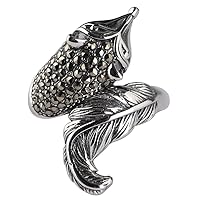 Vintage 925 Sterling Silver Fox Ring with Marcasite Stones Punk Jewelry for Women Girls Open and Ajustable