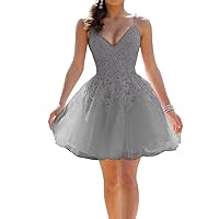 Prom Homecoming Dress Short Tulle Lace Appliques A Line Evening Party Dress
